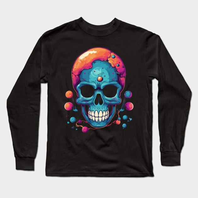 Skull in Space Long Sleeve T-Shirt by FrogandFog